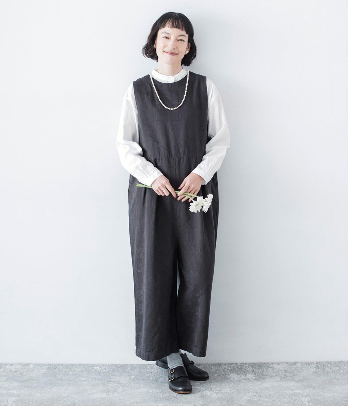 【tukuroi by SUN VALLEY】コットンジャカード日本製品染2wayオールインワン(チャコール-F)