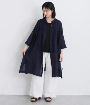 【tukuroi by SUN VALLEY】コットンガーゼデニム　ボトルネックチュニック(ネイビー-F)