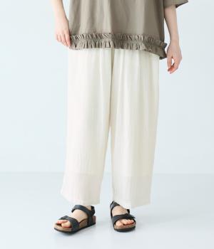 コットンリネンガーゼワイドパンツ(オフシロ-M)