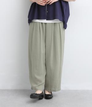 コットンリネンガーゼワイドパンツ(パステルグリーン-M)