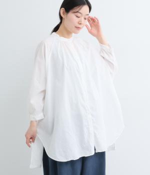 60コットンローン日本製品染9分袖シャツ(オフシロ-F)