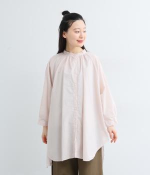 60コットンローン日本製品染9分袖シャツ(ピンクベージュ-F)