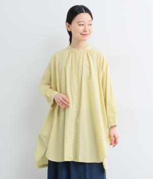 60コットンローン日本製品染9分袖シャツ(クリームピスタチオ-F)