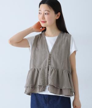 【tukuroi by SUN VALLEY】40×10コットンジャカード日本製品染フレアギャザーベスト