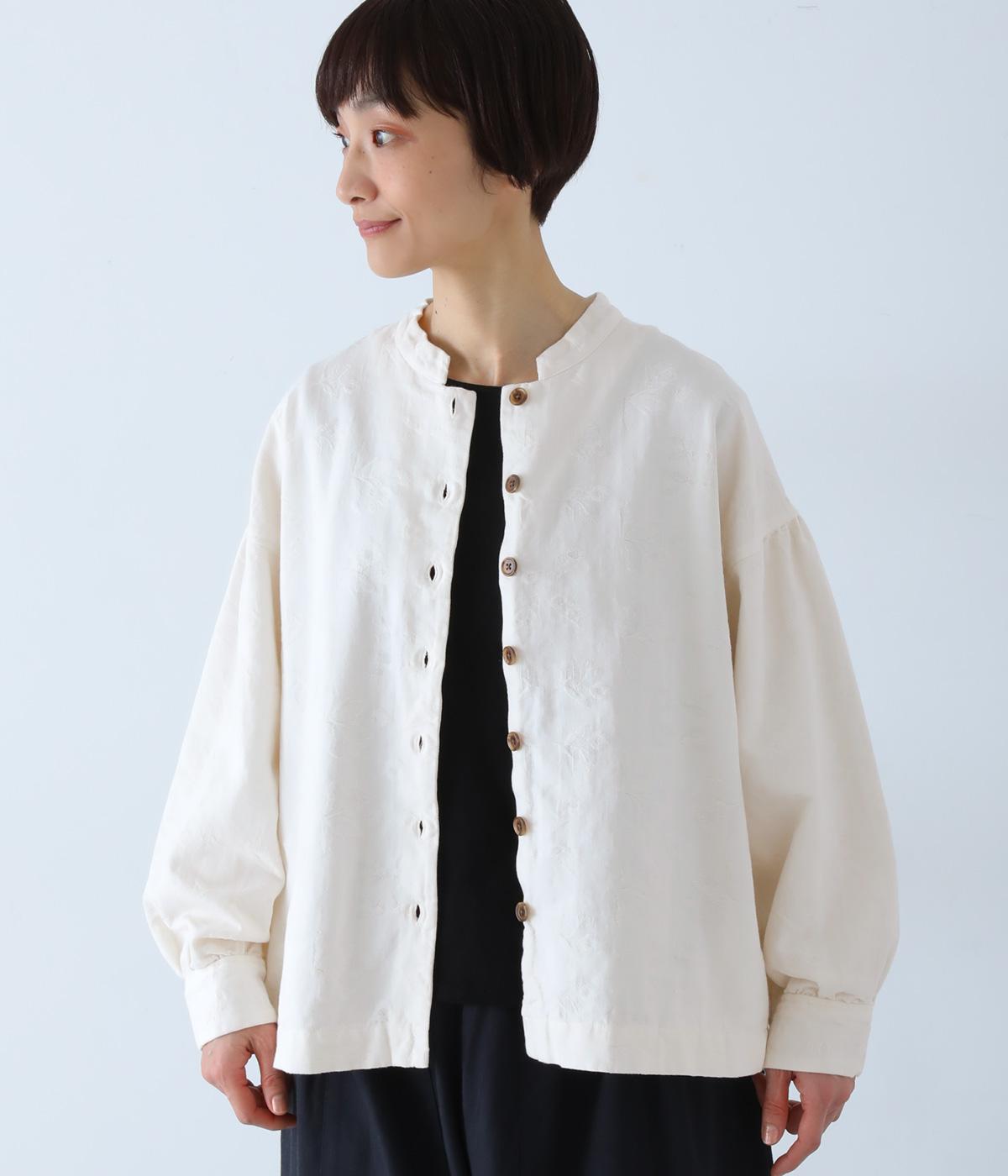 【tukuroi by SUN VALLEY】40×10コットンジャカード日本製品染シャツ(ミルク-F)