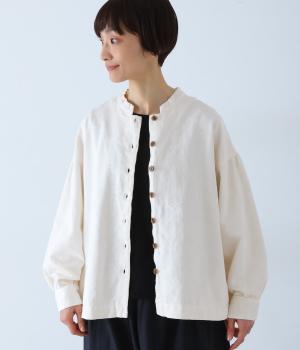 【tukuroi by SUN VALLEY】40×10コットンジャカード日本製品染シャツ(ミルク-F)