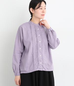 【tukuroi by SUN VALLEY】コットンリネン平織日本製品染ピンタックブラウス(スミレ-F)