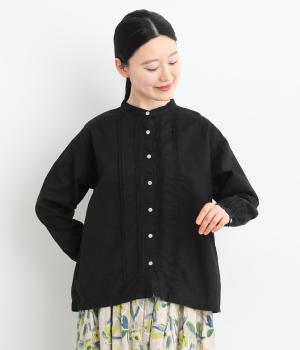 【tukuroi by SUN VALLEY】コットンリネン平織日本製品染ピンタックブラウス(ダークネイビー-F)