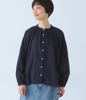 40ボイル日本製品染シャツ(ネイビー-F)