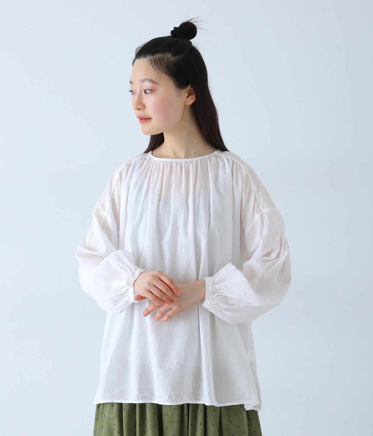 40ボイル日本製品染フレアブラウス(シロ-F)