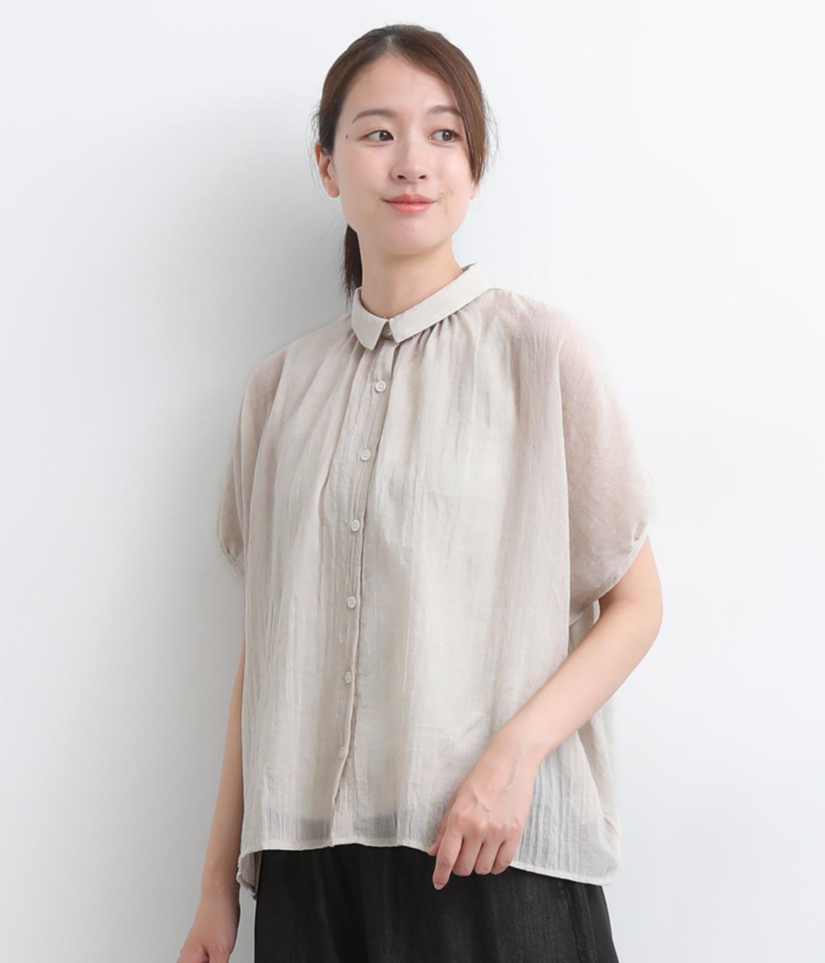 ＴＣソフトガーゼ　ギャザーブラウス(オフグレー-F)