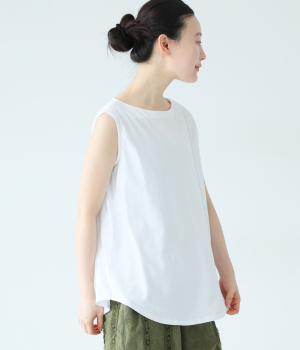 コットンソフト天竺　ラウンドヘムノースリーブカットソー