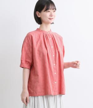 【tukuroi by SUN VALLEY】コットンジャカード日本製品染　ピンタックブラウス(モスピンク-F)