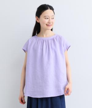 リネン平織ノースリーブブラウス(ライラック-M)