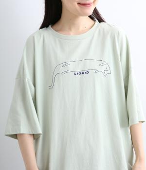 コットン天竺ねこプリントTシャツ