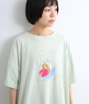コットン天竺ショッピングBAGプリントTシャツ