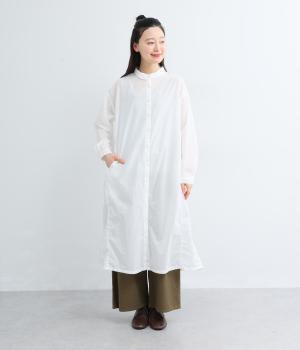 60コットンローン日本製品染シャツワンピース(オフシロ-F)