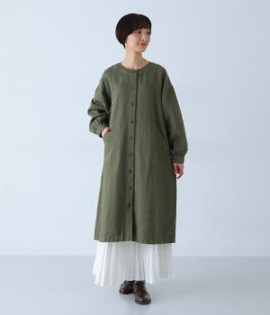 【tukuroi by SUN VALLEY】40×10コットンジャカード日本製品染ワンピース(カーキ-F)