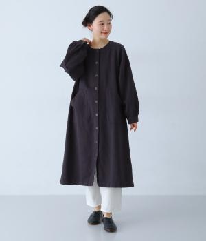 【tukuroi by SUN VALLEY】40×10コットンジャカード日本製品染ワンピース(チャコール-F)