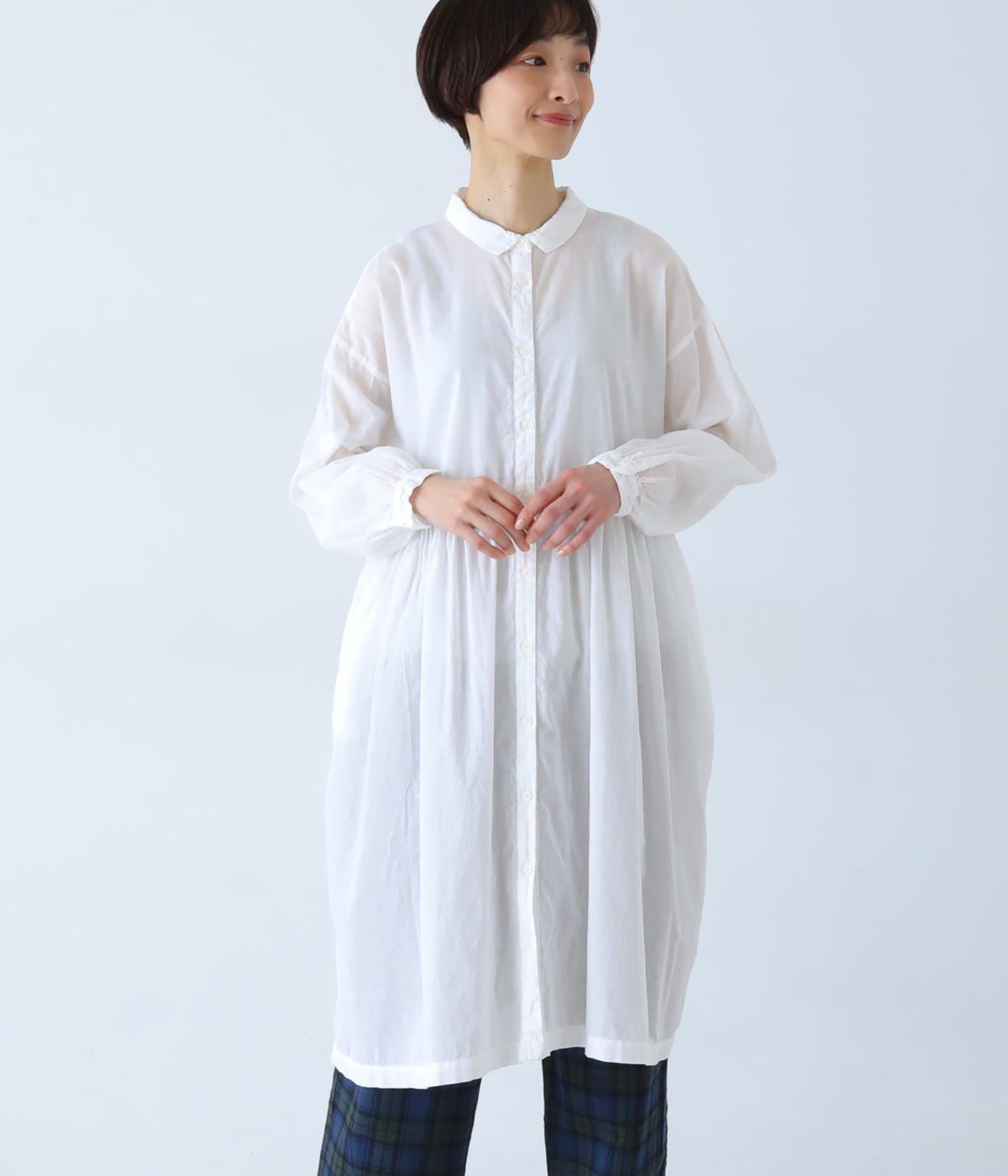 40ボイル日本製品染シャツワンピース(シロ-F)