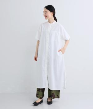 コットンオックス切替ポケットワンピース(シロ-M)