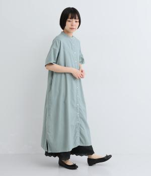 コットンオックス切替ポケットワンピース(クラウドブルー-M)