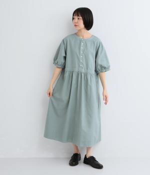 コットンオックスウエスト切替ワンピース