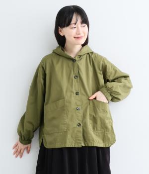 コットンツイル日本製品染フーディ（カーキ・M）