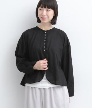 コットンテンセル平織　ラウンドヘムカーディガン(スミクロ-M)