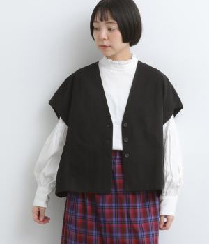 コットンドビークロス　ワイドベスト(クロ-M)