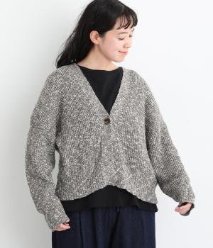 コットンネップＭIX畦編み　カーディガン（チャコール・M）