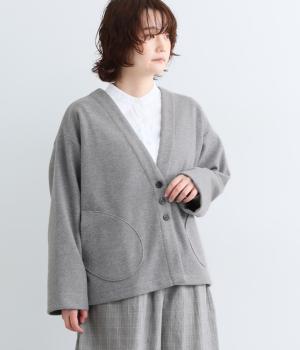 【tukuroi by SUN VALLEY】アセテートウール混ダブルフェイスドルマンポケットカーディガン（グレー・M）