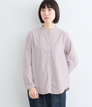日本製品染オックススタンドカラーシャツ（クラウドピンク・M）