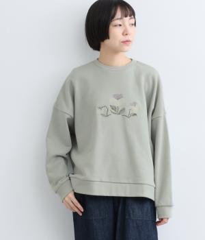 コットン裏毛花刺繍 プルオーバー