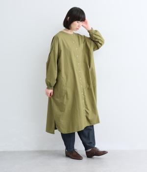 オックス日本製品染　バンドカラーワンピース
