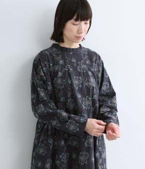 【tukuroi by SUN VALLEY】コットンリネン平織総柄刺繍2wayワンピース(ネイビー-M)