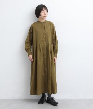 【tukuroi by SUN VALLEY】コットンリネン平織日本製品染チャイナボタンワンピース