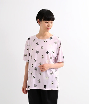 【接触冷感】ひんやりTシャツ(ランダムミューミュー/パープル-ONESIZE)
