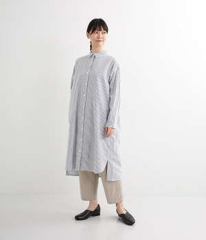 ストライプジャーナル前開きワンピース(ストライプ-ONESIZE)
