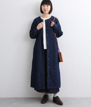 プレーンデニムコート(ネイビー-ONESIZE)