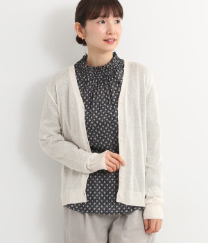 レーヨンリネンカーディガン(ホワイト-ONESIZE)