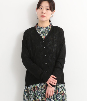 レーヨンリネンカーディガン(ブラック-ONESIZE)