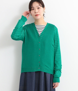 レーヨンリネンカーディガン(グリーン-ONESIZE)