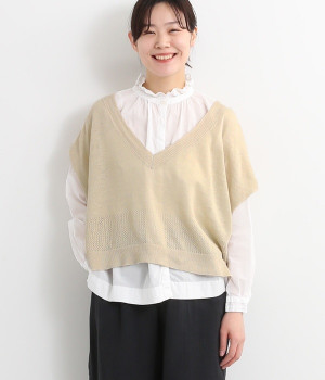 ハイヤーリネン2WAYベスト(ベージュ-ONESIZE)