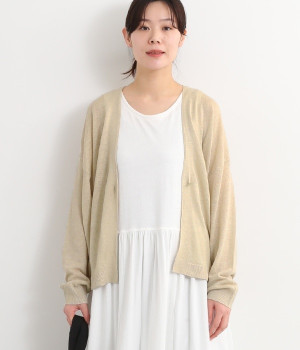 ハイヤーリネンカーディガン(ベージュ-ONESIZE)