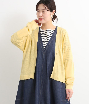 ハイヤーリネンカーディガン(イエロー-ONESIZE)