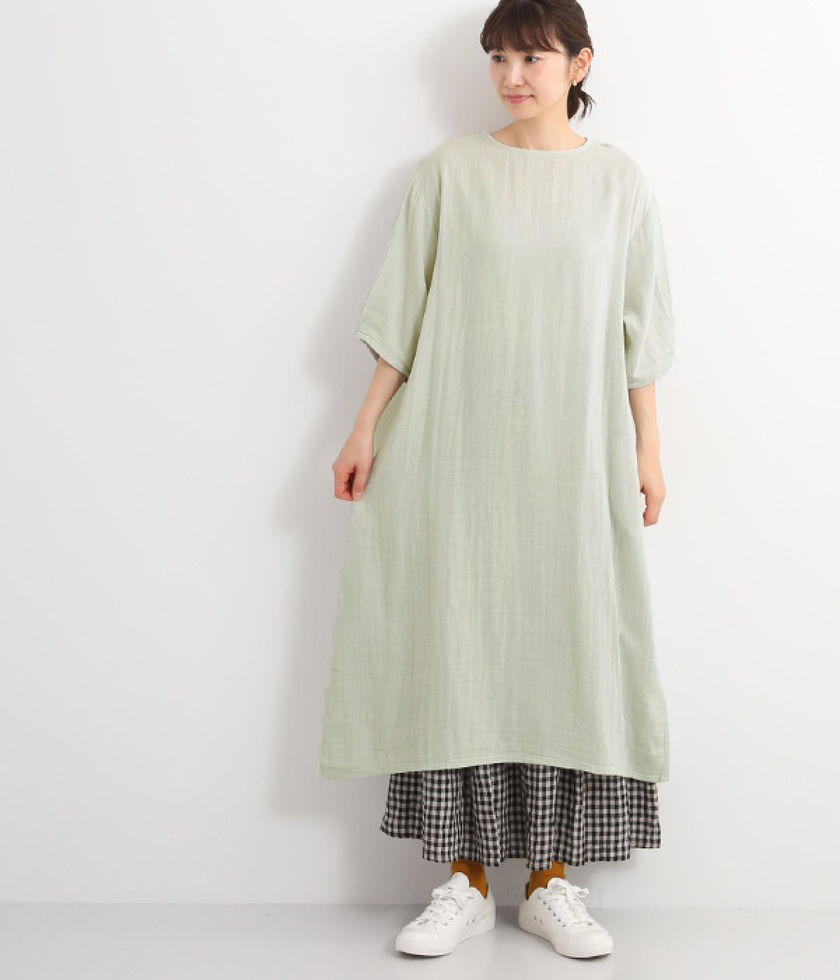 ムジガーゼワンピース(グレー-ONESIZE)