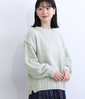 モールヤーンニットプルオーバー(グレー-ONESIZE)