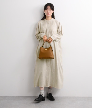 シャモン前開きワンピース(ベージュ-ONESIZE)