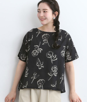 シルエットフラワープルオーバー(ブラック-ONESIZE)